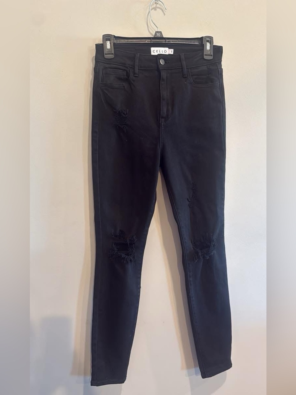 Cello Black Distressed High-Rise Skinny Jeans